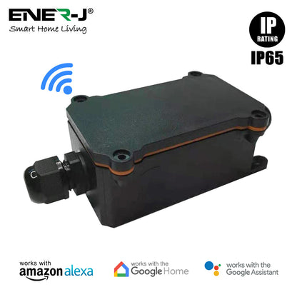 ENER-J Smart WiFi Outdoor Relay Switch (16A, IP55), Weatherproof Inline Controller for Garden Lights, Water Pumps & Fountains with App, Alexa & Google Voice Control