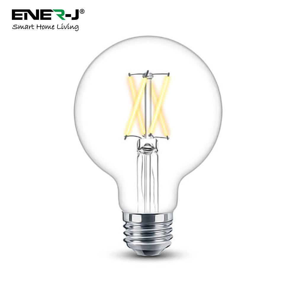 Ener-J Smart WiFi E27 LED Filament Bulb, 806lm 8.5W Dimmable CCT Golden G95 Globe, Works with Alexa & Google Assistant  | Single pack