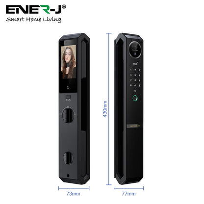 Smart Doorlock With Peephole Camera, Works with fingerprint, Passcodes, APP control, RFID Cards & Mechanical Keys, Black housing, IP65