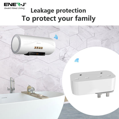 ENER-J WiFi & Bluetooth Dual Smart Plug 13A (UK) with Individual Socket Control, Energy Monitoring, Surge Protection & Alexa/Google Voice Control
