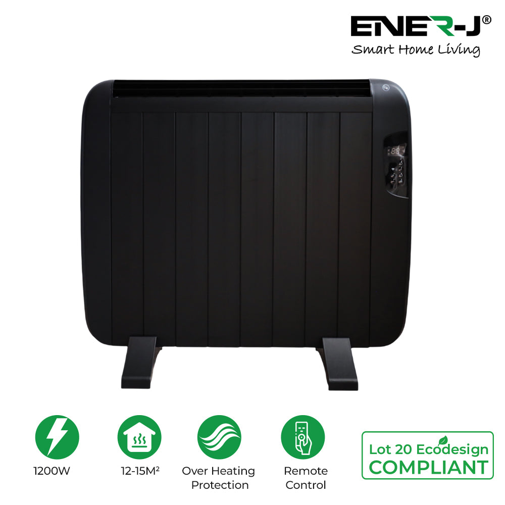 Smart 1200W Radiator Heater with Aluminium Heating Element, Black