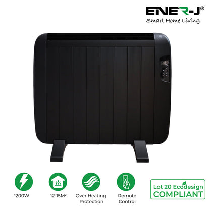 Smart 1200W Radiator Heater with Aluminium Heating Element, Black