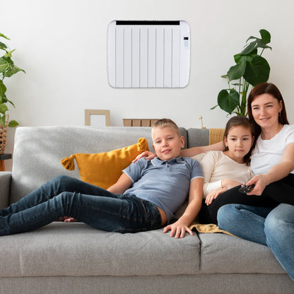 Shopify Product Title: Ener-J 1200W Smart WiFi Electric Radiator Heater, 72cm, Ultra-Slim 5.5cm Profile, Wall Mounted or Freestanding, Alexa & Google Home