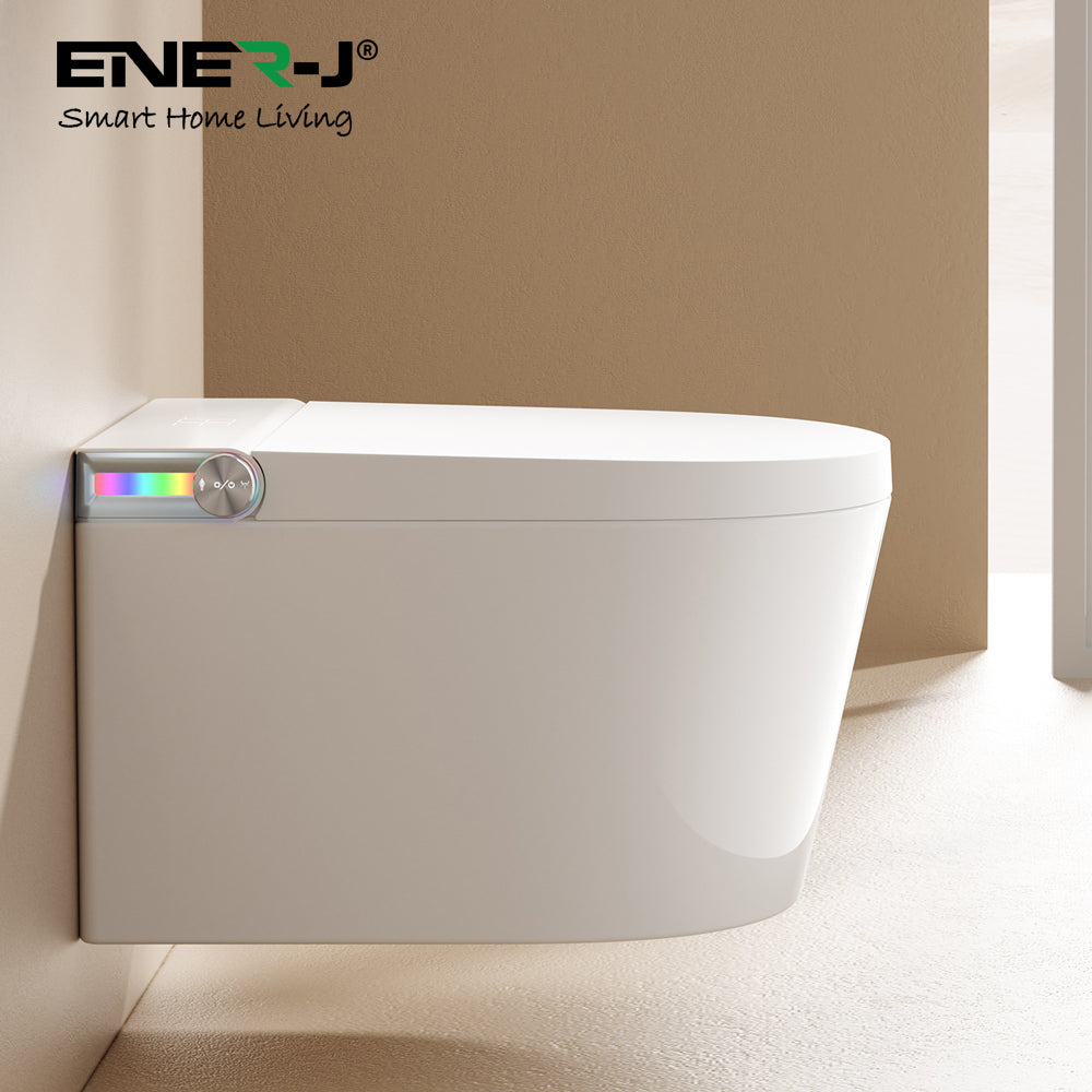 Ener-J Hygiene Pro Wall-Mounted Smart Toilet, Built-In Tank, UV Sterilisation, Auto-Lid & Heated Bidet