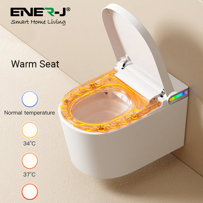 Ener-J Hygiene Pro Wall-Mounted Smart Toilet, Built-In Tank, UV Sterilisation, Auto-Lid & Heated Bidet