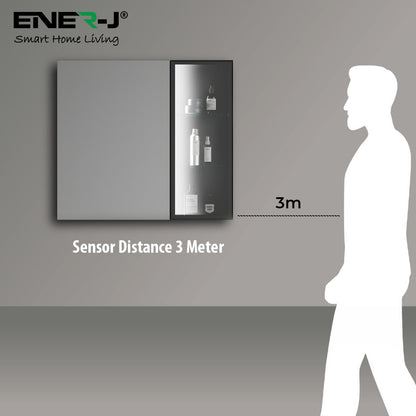 Black Aluminum LED Mirror Cabinet - Sleek Rectangular Design, 75x68 cm