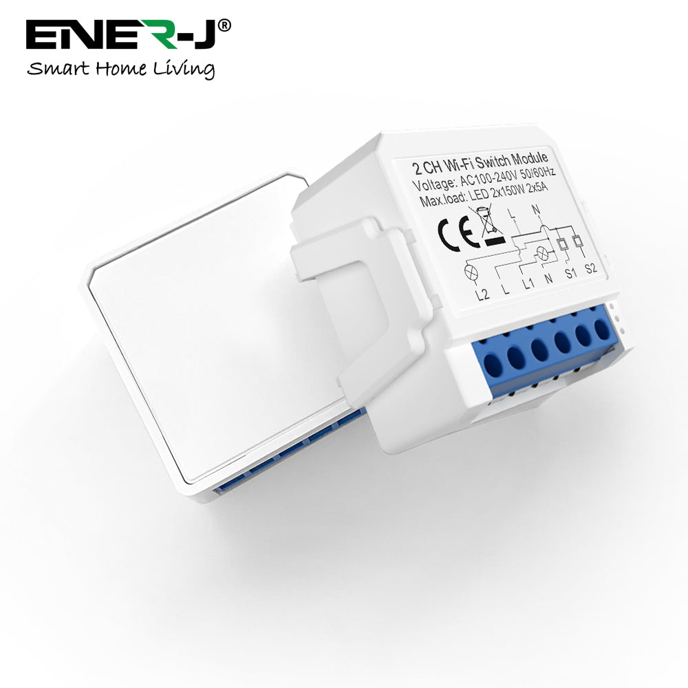 Smart WiFi Light 2CH Switch Module, Convert Any Existing Non-Dimmable Switch to Smart Control via App & Voice, Compatible with Alexa & Google Assistant