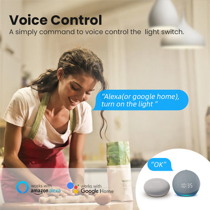 Smart WiFi Light 2CH Switch Module, Convert Any Existing Non-Dimmable Switch to Smart Control via App & Voice, Compatible with Alexa & Google Assistant