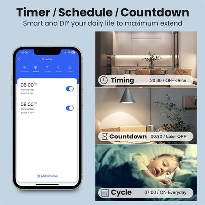 Smart WiFi Light 2CH Switch Module, Convert Any Existing Non-Dimmable Switch to Smart Control via App & Voice, Compatible with Alexa & Google Assistant
