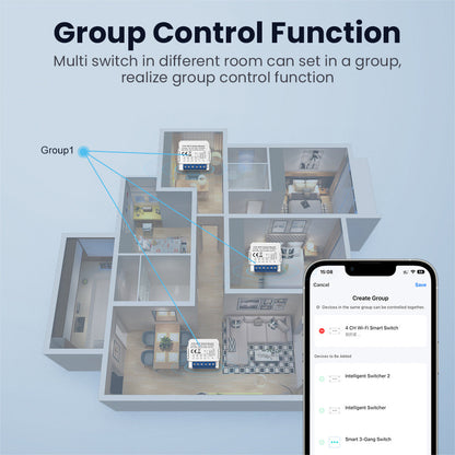Smart WiFi Light 2CH Switch Module, Convert Any Existing Non-Dimmable Switch to Smart Control via App & Voice, Compatible with Alexa & Google Assistant