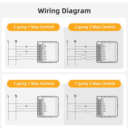ENER-J Smart WiFi 2 Gang Dimmable Switch Module, Ultra-Mini, 100% LED Dimmer with App & Voice Control, Dual-Way Upgrade, Smart Life/Tuya Compatible