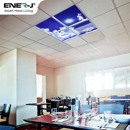 Set of 4 SKY Cloud LED Panels, Colour Changing and Dimmable, 60x60cm 40W 3D Effect, Ceiling Light with Remote, 2200 Lumens
