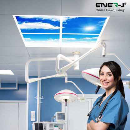 40W SKY LED 3D Ceiling Panel 60x60cms, Set of 4 Ultra Thin LED Panels, for Waiting Area, Hallway, Office and Home