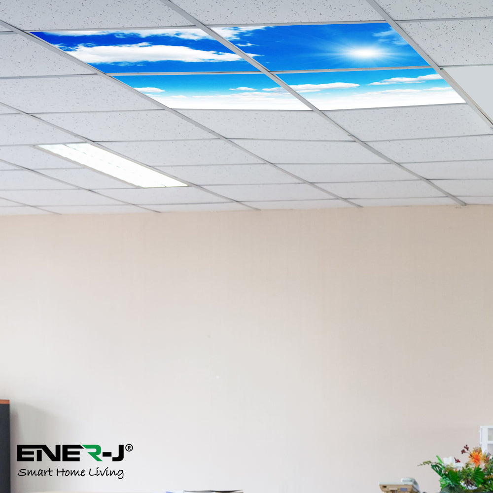 40W SKY LED 3D Ceiling Panel 60x60cms, Set of 4 Ultra Thin LED Panels, for Waiting Area, Hallway, Office and Home