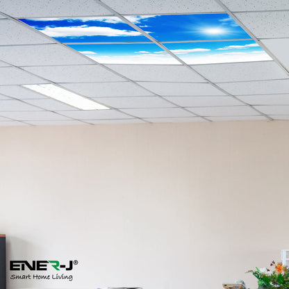 40W SKY LED 3D Ceiling Panel 60x60cms, Set of 4 Ultra Thin LED Panels, for Waiting Area, Hallway, Office and Home