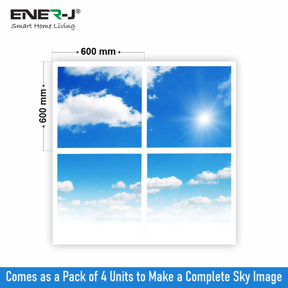 40W SKY LED 3D Ceiling Panel 60x60cms, Set of 4 Ultra Thin LED Panels, for Waiting Area, Hallway, Office and Home