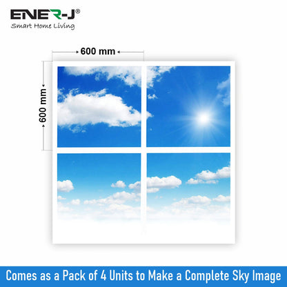 40W SKY LED 3D Ceiling Panel 60x60cms, Set of 4 Ultra Thin LED Panels, for Waiting Area, Hallway, Office and Home