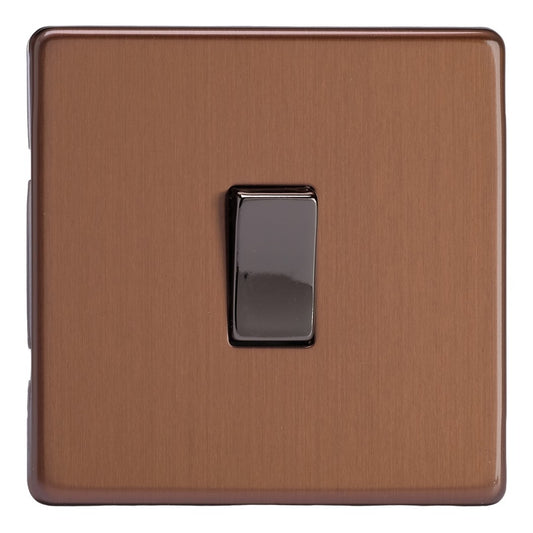 Varilight Brushed Bronze Screwless 1 Gang 2 Way Switch XDY1S.BZ