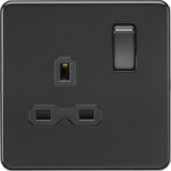 13A 1G DP Switched Socket - Matt Black with Black Insert SFR7000MBB MLA