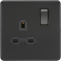 13A 1G DP Switched Socket - Matt Black with Black Insert SFR7000MBB MLA
