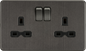 13A 2G DP Switched Socket with Twin Earths - Smoked Bronze with Black Insert SFR9000SB MLA