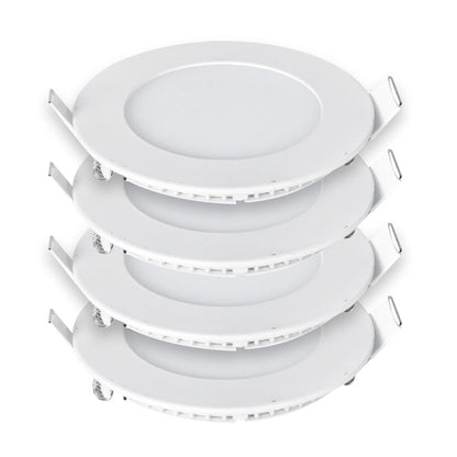 24W LED Round Recessed Ceiling Flat Panel Down Light Ultra Slim Lamp Cool White, 220mm Diameter, 30000 Hour Lifespan, Low Energy Consumption | Pack of 4 - 3000K