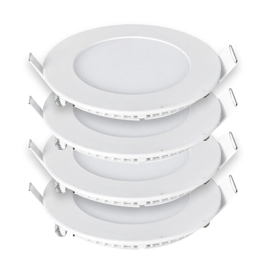 24W LED Round Recessed Ceiling Flat Panel Down Light Ultra Slim Lamp Cool White, 220mm Diameter, 30000 Hour Lifespan, Low Energy Consumption | Pack of 4 - 3000K