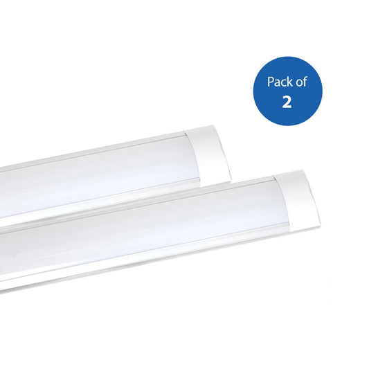 Pack of 2 LED Prismatic Battens IP20 18W 60cms 3000K