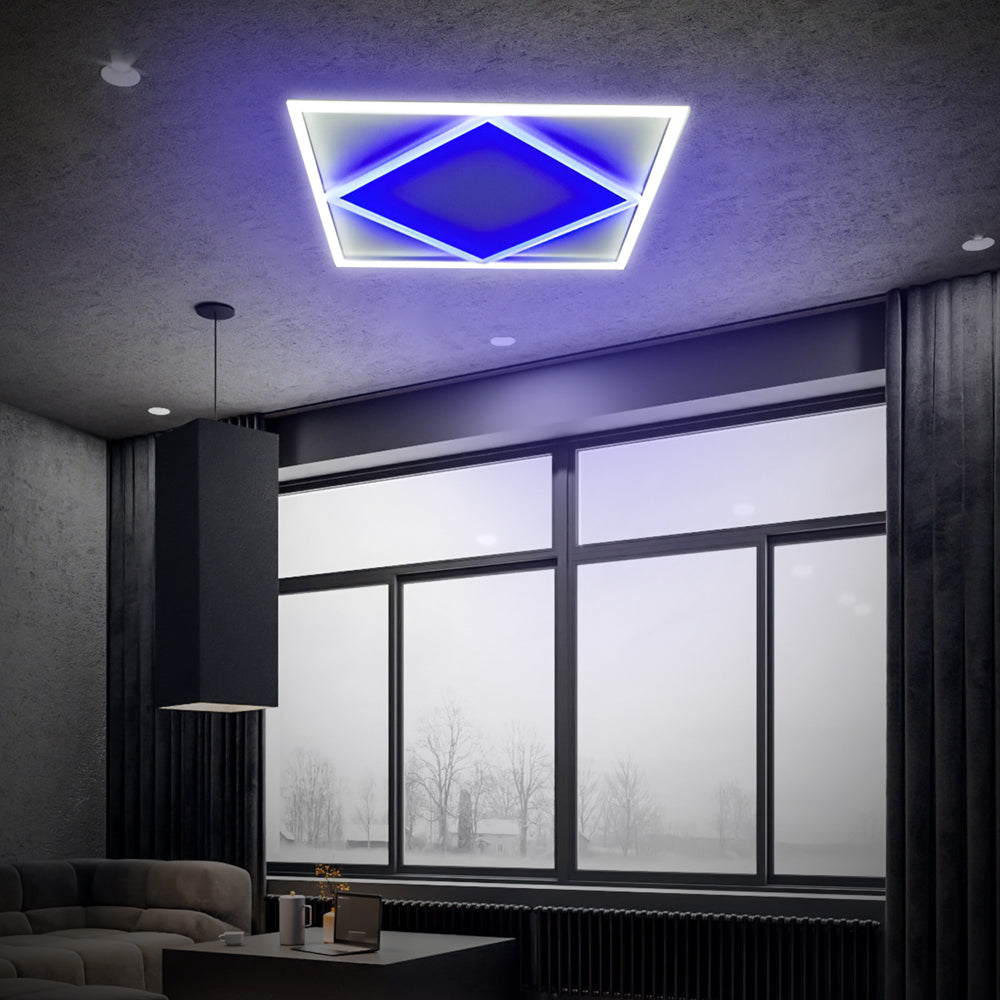 Pack of 2 Double Square borderline Panel Light, 595x595, 40W 4000 lm, White (6000K) light in outside and blue light in inside
