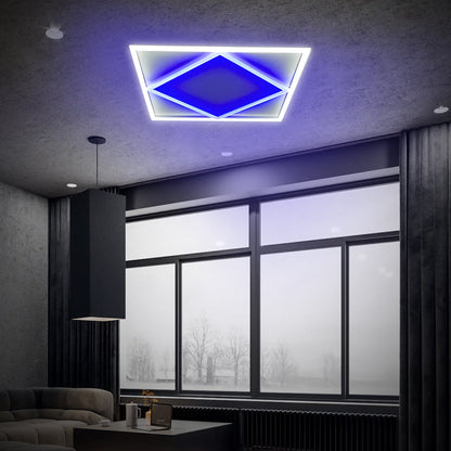Pack of 2 Double Square borderline Panel Light, 595x595, 40W 4000 lm, White (6000K) light in outside and blue light in inside
