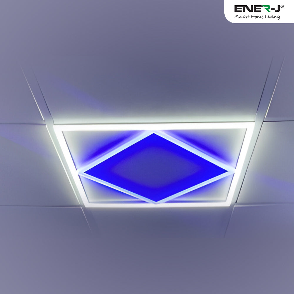 Double Square borderline Panel Light, 595x595, 40W 4000 lm, White (6000K) light in outside and blue light in inside (Pack of 6)
