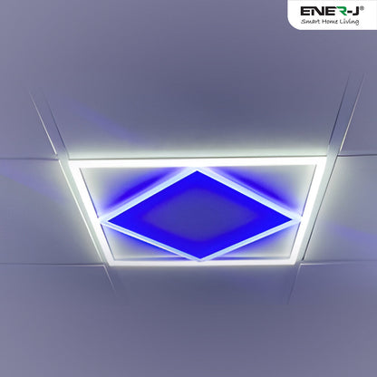 Double Square borderline Panel Light, 595x595, 40W 4000 lm, White (6000K) light in outside and blue light in inside (Pack of 6)