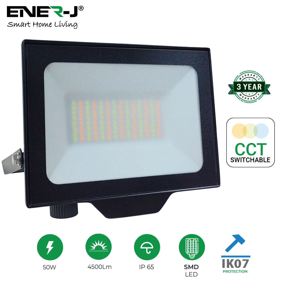 50W LED Floodlights With CCT Switchable & PIR ready (not included), 4500 Lm, IP65, 3 Years Warranty