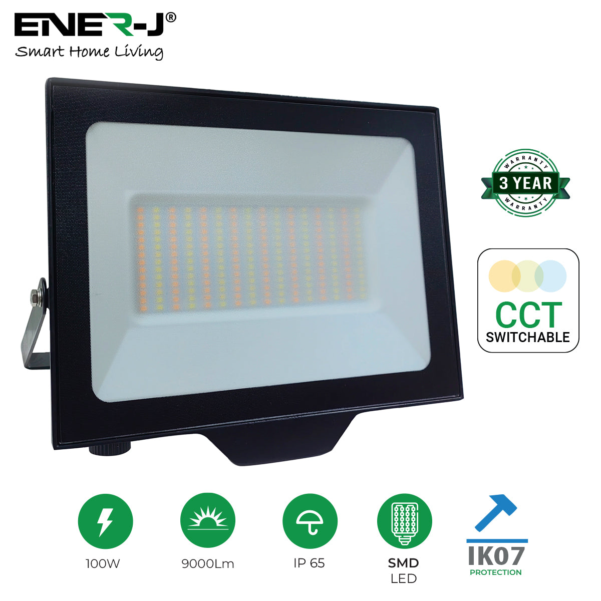 100W LED Floodlights With CCT Switchable & PIR ready (not included), 9000 Lm, IP65, 3 Years Warranty