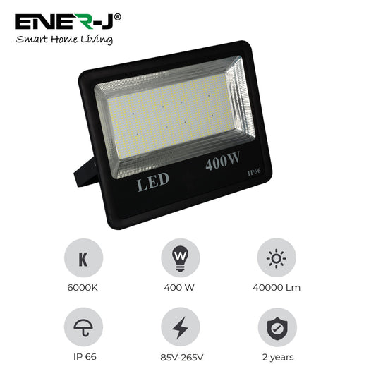 Ener-J 400W LED Floodlight, 120 lm/W Ultra Bright Outdoor Light, IP65 Waterproof, 6500K