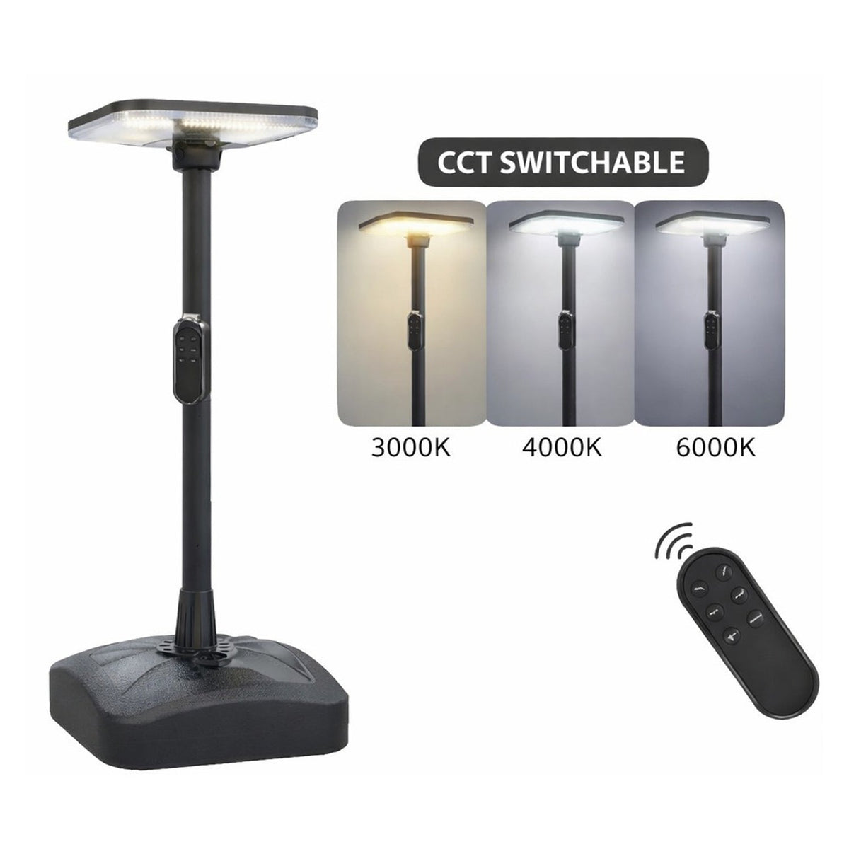 240W PIR Solar Garden Lights with water tank stand, 25W Solar Panel and 24AH Battery, CCT switchable with Remote