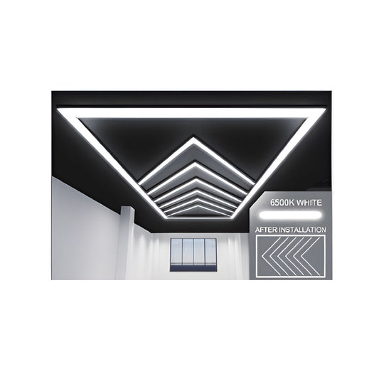 Ener-J 432W Designer LED Ceiling Light with Frame, 8 Arrow Grid with Border, Commercial Interior Lighting