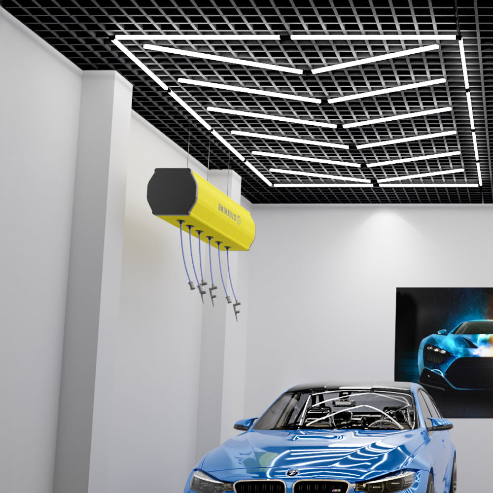 Ener-J 432W Designer LED Ceiling Light with Frame, 8 Arrow Grid with Border, Commercial Interior Lighting