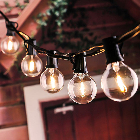 Ener-J 7.6m Solar String Lights Kit, 25 G40 LED Filament Bulbs, 4400mAh Battery, IP64