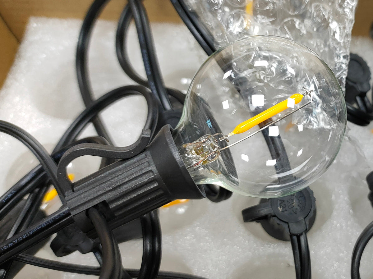 Ener-J 7.6m Solar String Lights Kit, 25 G40 LED Filament Bulbs, 4400mAh Battery, IP64