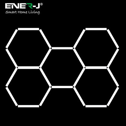 Ener-J Hexagon LED Garage Light 160W, 4000K Natural White Modular Ceiling Lighting Kit