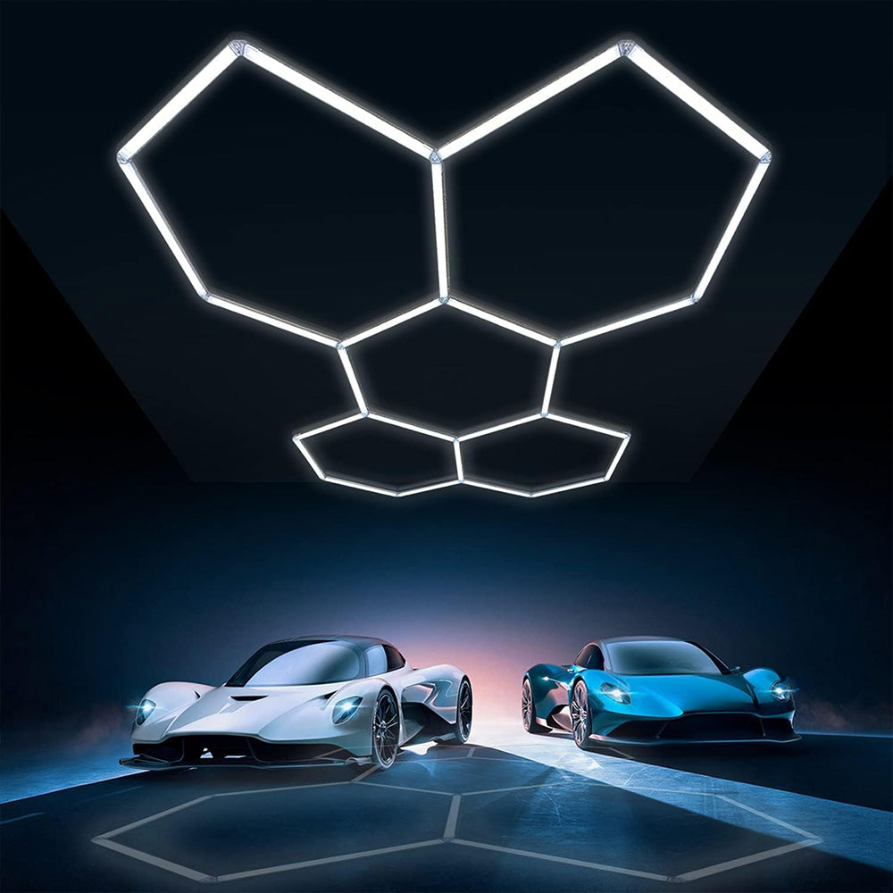 Ener-J Hexagon LED Garage Light 160W, 4000K Natural White Modular Ceiling Lighting Kit