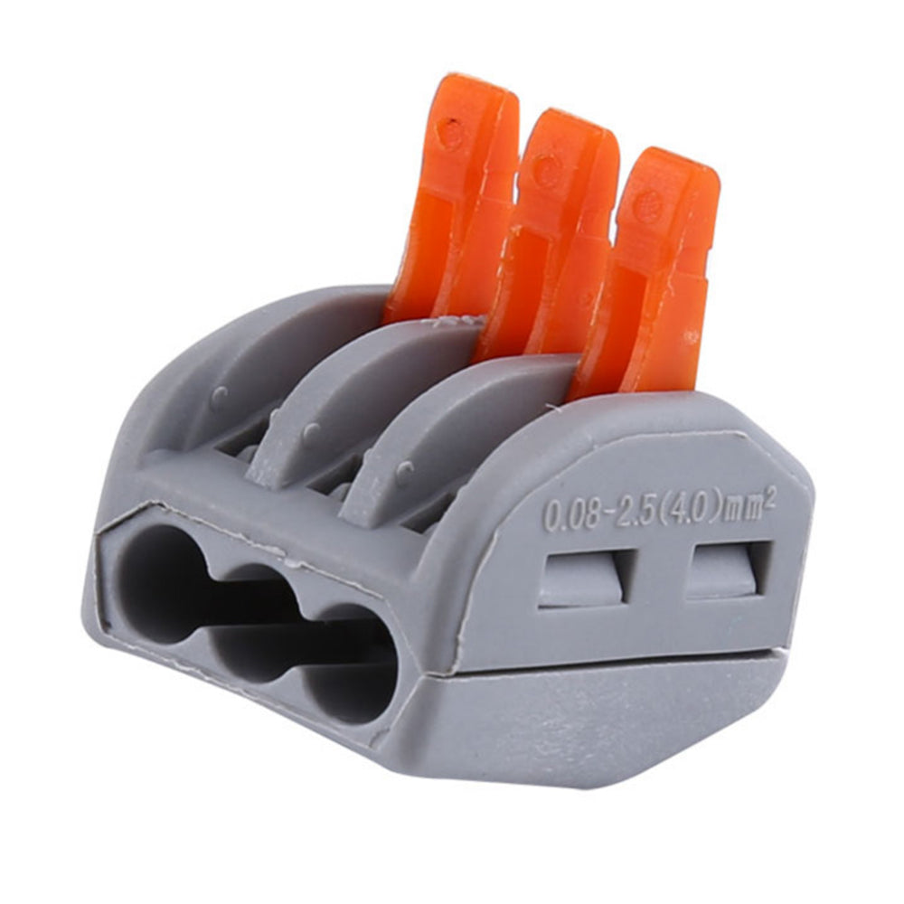 3-Way Spring Terminal Block Reusable Electric Cable Wire Connector 100 Pcs