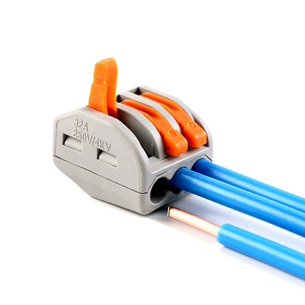 3-Way Spring Terminal Block Reusable Electric Cable Wire Connector 100 Pcs