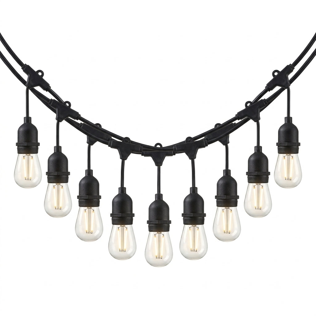 LED String Lights 10.2m 2W S14 10Pcs LED Edison Filament Bulbs E27 Sockets Perfect for Party, Wedding, Anniversaries, Celebrations