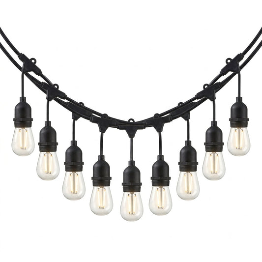 LED String Lights 10.2m 2W S14 10Pcs LED Edison Filament Bulbs E27 Sockets Perfect for Party, Wedding, Anniversaries, Celebrations