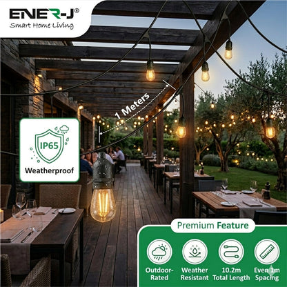 LED String Lights 10.2m 2W S14 10Pcs LED Edison Filament Bulbs E27 Sockets Perfect for Party, Wedding, Anniversaries, Celebrations