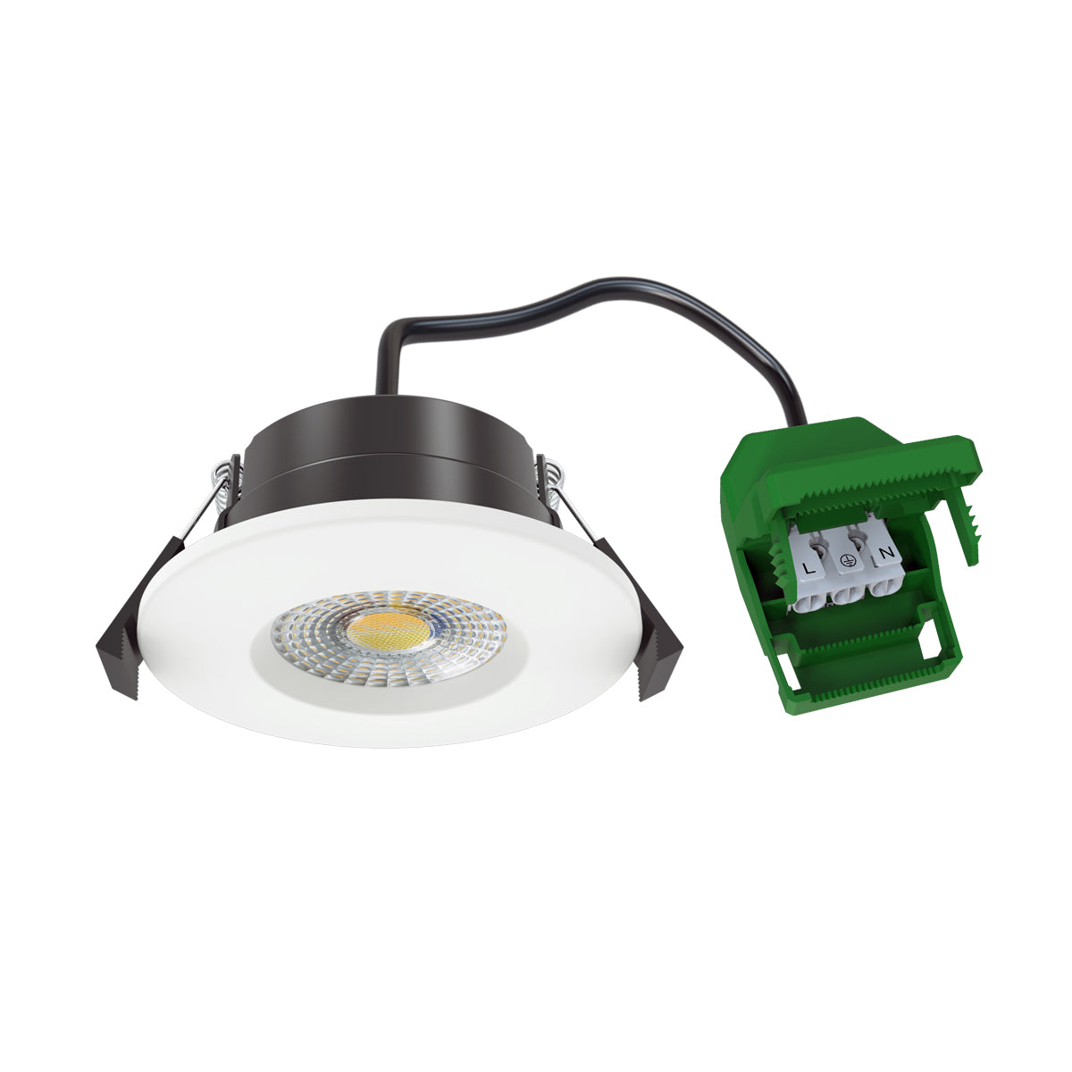 Colour Switching Fire Rated LED Downlight 70mm Cut-Out 7W (60W Equivalent) 3000K-4000K-6000K 770lm Dimmable 60 Deg Beam Angle. With Easy Loop in Loop Out Terminals - Pack of 2