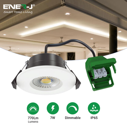 Colour Switching Fire Rated LED Downlight 70mm Cut-Out 7W (60W Equivalent) 3000K-4000K-6000K 770lm Dimmable 60 Deg Beam Angle. With Easy Loop in Loop Out Terminals - Single Pack