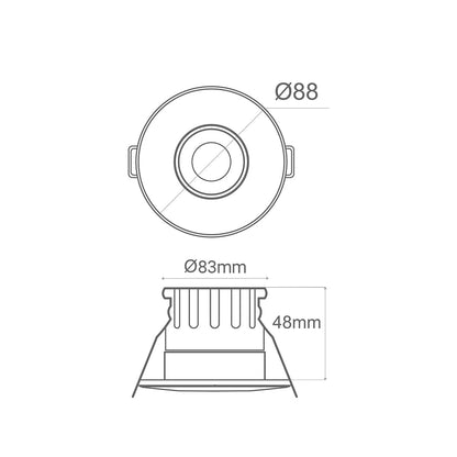 Colour Switching Fire Rated LED Downlight 70mm Cut-Out 7W (60W Equivalent) 3000K-4000K-6000K 770lm Dimmable 60 Deg Beam Angle. With Easy Loop in Loop Out Terminals - Pack of 4